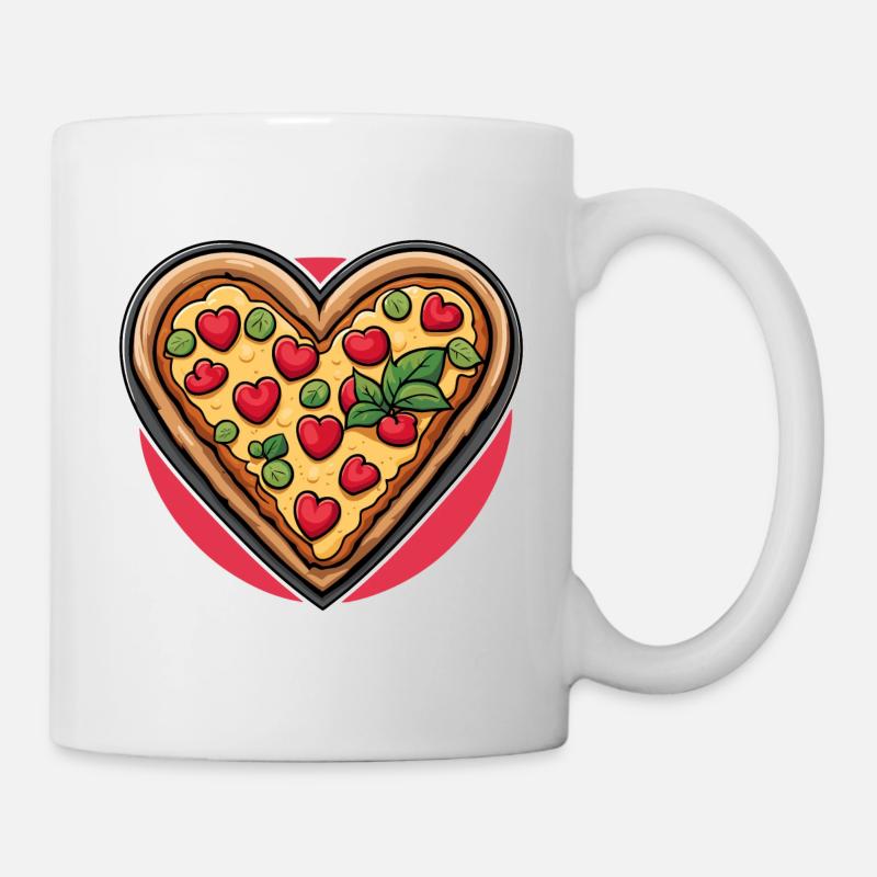 Pizza Herz - Valentinstag - Tasse - Weiß