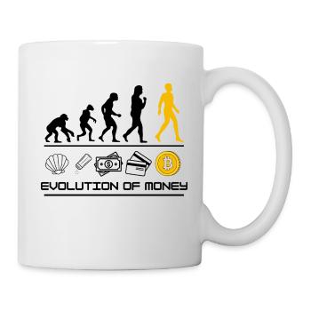 Evolution des Geldes: Von Muscheln - Kryptowährung - Tasse - Weiß - Rechts
