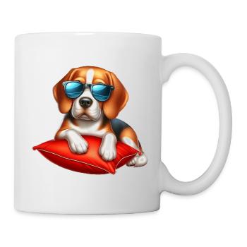 Beagle Das Model mit Sonnenbrille - Tasse - Weiß - Rechts