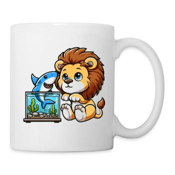 Lion dans l’aquarium : Poissons et requins - Mug blanc - blanc - Droite
