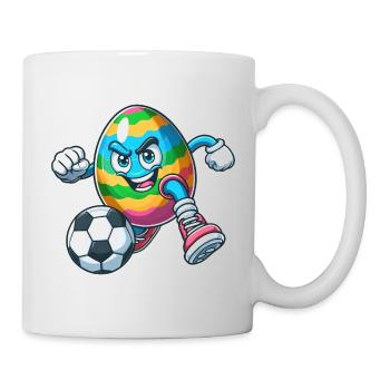 Osterei-Fußballspiel, Fußballer-Ostern - Tasse - Weiß - Rechts