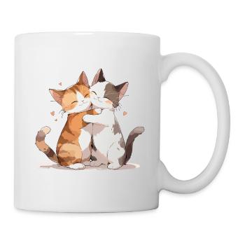 Cats, Love, Hug, Cuddle, Heart, Sweet, Cute - Mug - white - Right