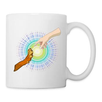 Dog's Paw, Human Hand - Mug - white - Right
