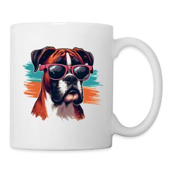 Boxer Hund Welpe Kunst - Tasse - Weiß - Rechts