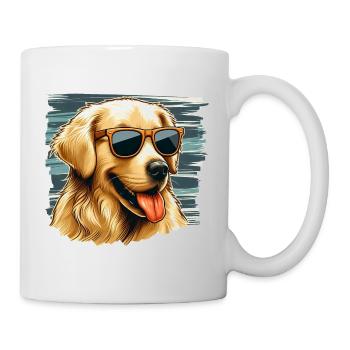 Mignon Retriver doré portant des lunettes de soleil - Mug blanc - blanc - Droite