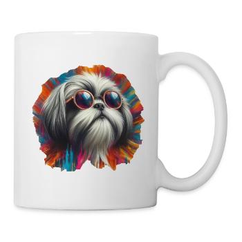 Shih Tzu portant des lunettes de soleil - Mug blanc - blanc - Droite
