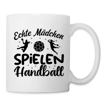 Echte Mädchen spielen Handball - Tasse - Weiß - Rechts