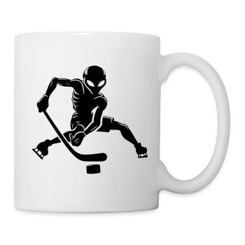 Alien Ice Hockey Player Minimalist Silhouette - Mug - white - Right