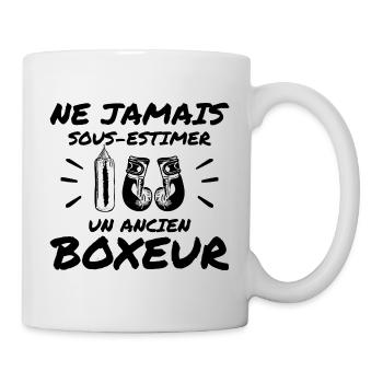 Never underestimate a former boxer with a sense of humor and sport - Mug - white - Right