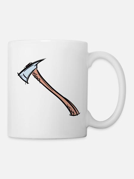 Dessin de hache / hache de pompier. Pompier. - Mug blanc - blanc