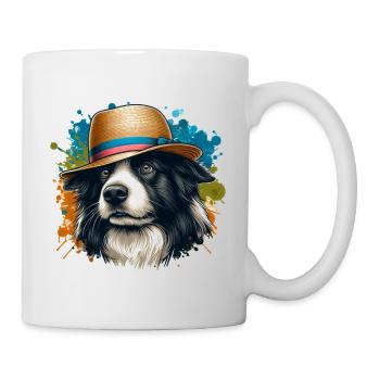 Dessin de Border Collie + fond d’éclaboussure - Mug blanc - blanc - Droite
