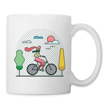 Fahrrad ebike Retro Vintage Mountainbike Damen Fun - Tasse - Weiß - Rechts