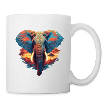 Elefant Afrika Safari Natur Wildnis Aquarell Kunst - Tasse - Weiß - Rechts
