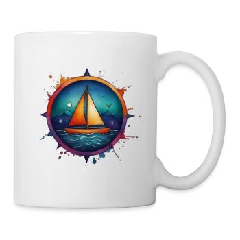 Buntes Segelboot - Tasse - Weiß - Rechts