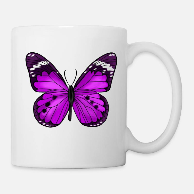 Schmetterling lila - Tasse - Weiß