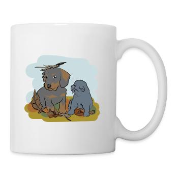 Illustrated design with cat and dog - Mug - white - Right