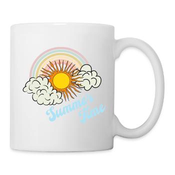Summer Time - Sommer Sonne Regenbogen Wolken Retro - Tasse - Weiß - Rechts