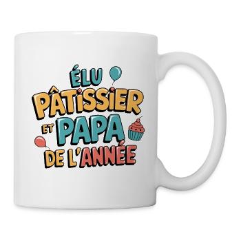 Élu pâtissier et papa de l'année - Mug blanc - blanc - Droite