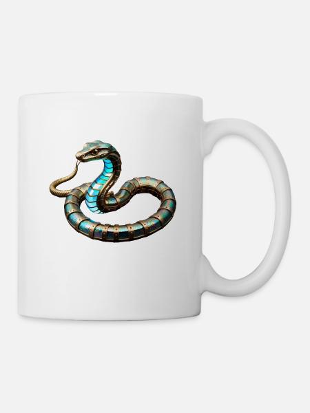 Steampunk-Schlange in metallisch changierenden Farben - Tasse - Weiß
