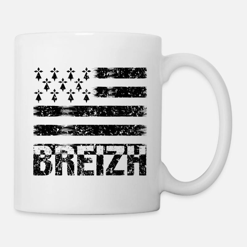 Drapeau Breizh Vintage,cadeau bretagne,BZH,Flag - Mug blanc - blanc