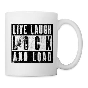 Power für Frauen – "Live Laugh Lock And Load" - Tasse - Weiß - Rechts