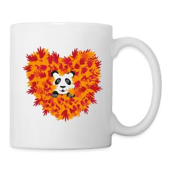 Süßer Panda mit Herz im Herbst. - Tasse - Weiß - Rechts