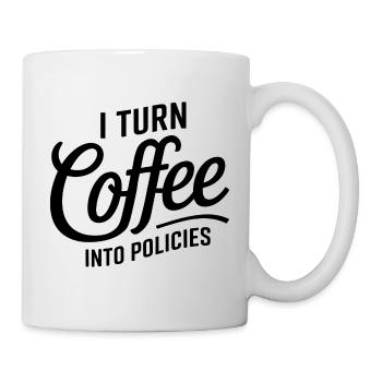 Coffee meets insurance – with humor - Mug - white - Right