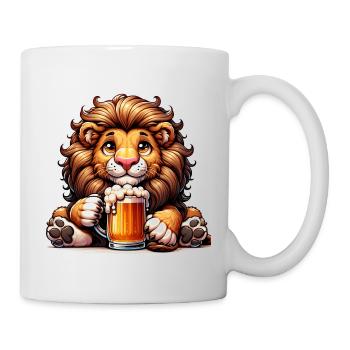 Cute Lion Drinking Beer - Tasse - Weiß - Rechts