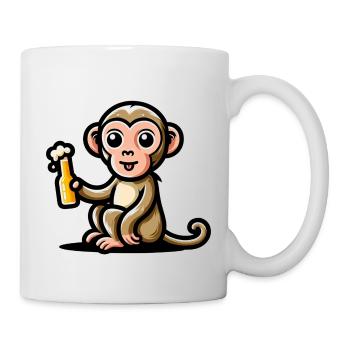 Cute Monkey Drinking Beer 3 - Tasse - Weiß - Rechts