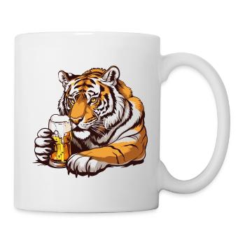 Cute Tiger Drinking Beer 2 - Tasse - Weiß - Rechts