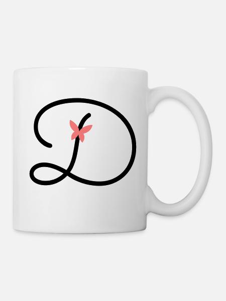 Buchstabe D Schmetterlingsbuchstabe - Tasse - Weiß