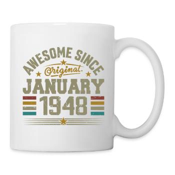 Retro Birthday Gift Born In January 1948 - Mug - white - Right