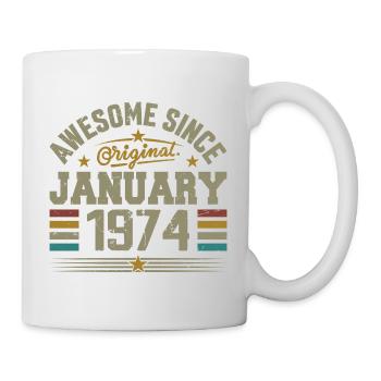 Retro Birthday Gift Born In January 1974 - Mug - white - Right