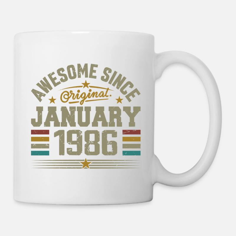 Retro-Geburtstagsgeschenk geboren im Januar 1986 - Tasse - Weiß