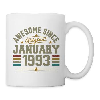 Retro-Geburtstagsgeschenk, geboren im Januar 1993 - Tasse - Weiß - Rechts