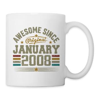 Retro Birthday Gift Born In January 2008 - Mug - white - Right