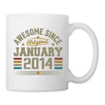 Retro Birthday Gift Born In January 2014 - Mug - white - Right