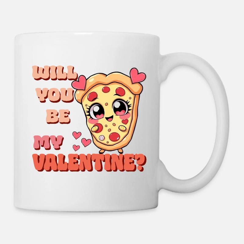pizza - will you be my valentine - Tasse - Weiß