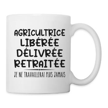 Farmer celebrates her retirement with humour - Mug - white - Right