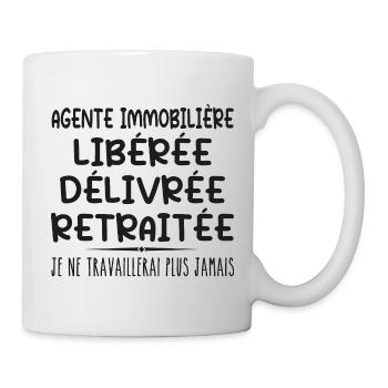 Agente immobilière célèbre sa retraite avec humour - Mug blanc - blanc - Droite