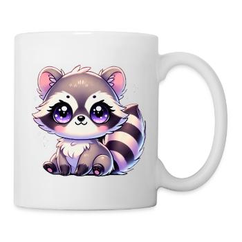 Super Cute Kawaii Baby Racoon - Tasse - Weiß - Rechts