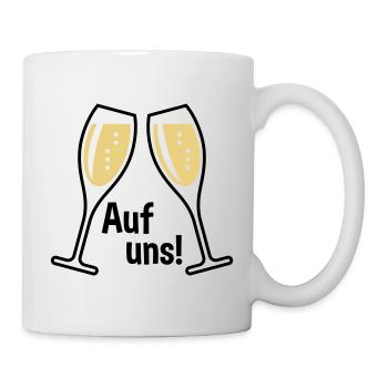 XAuf Uns! 2 Sektgläser (Sekt / Oval / Zu / 2C) - Tasse - Weiß - Rechts