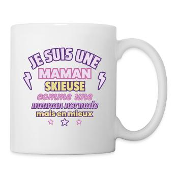 Maman skieuse, cadeau fête des mères, Ski - Mug blanc - blanc - Droite