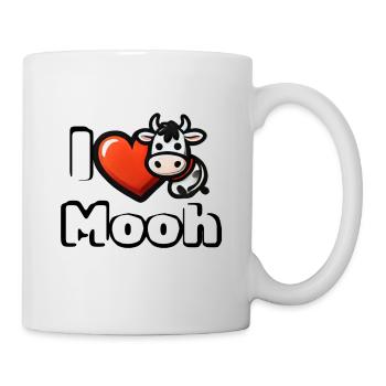 🐮 I ❤️ Moooh – Lustiges Kuh Cartoon T-Shirt - Tasse - Weiß - Rechts