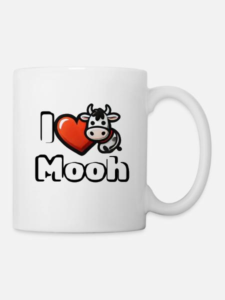 🐮 I ❤️ Moooh – Funny Cow Cartoon T-Shirt - Mug - white