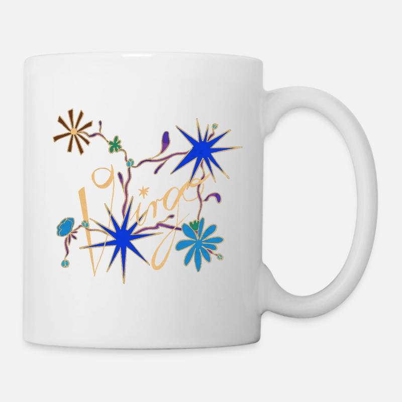 Virgo – Mystische Sternzeichen und Blumen - Tasse - Weiß