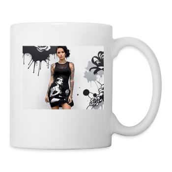 Éclaboussures noires femme robe avec motif omikly - Mug blanc - blanc - Droite
