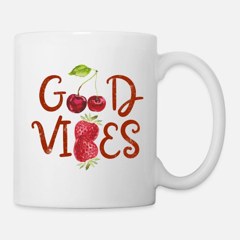 Sommer Obst Design - Kirschen & Erdbeeren - Tasse - Weiß