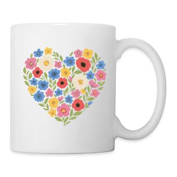 Blumenherz – Liebevoll & bunt gestaltet - Tasse - Weiß - Rechts