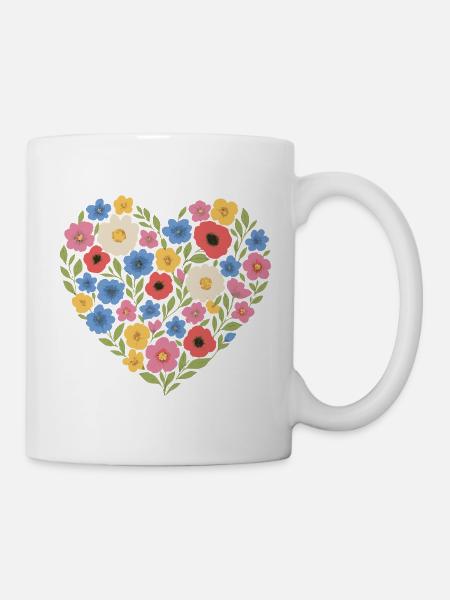 Flower Heart – Lovingly & colourfully designed - Mug - white